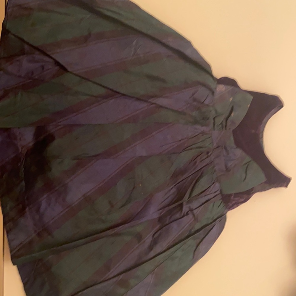 Green and blue Christmas dress